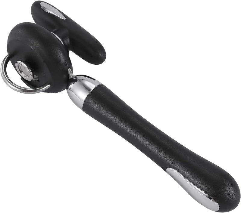 Kitver Can Opener Manual Tin Opener Stainless Steel Heavy Duty, Oversized Hand-held Easy Rotary Knob, Safe Cut Manual Can Opener with Non-Slip Handle, Smoother Cut Sharp Blade for Seniors Kitchen Tool, Black - Image 1